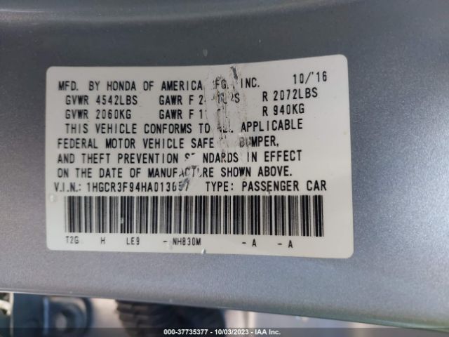 1HGCR3F94HA013657 Honda Accord Sedan Touring