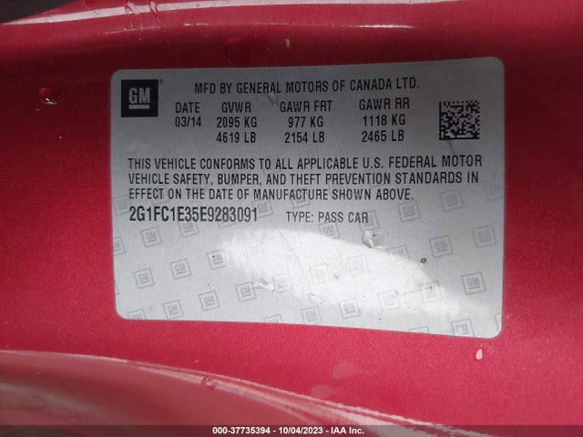 Chevrolet CAMARO LT 2014 2G1FC1E35E9283091 Image 9
