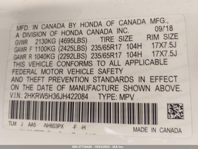 Honda CR-V LX 2018 2HKRW5H36JH422084 Image 15