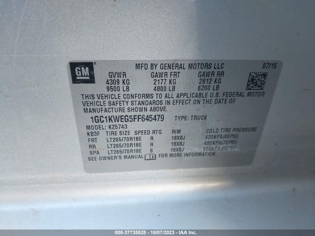 Chevrolet Silverado 2500hd Ltz 2015 1GC1KWEG5FF645479 Image 9