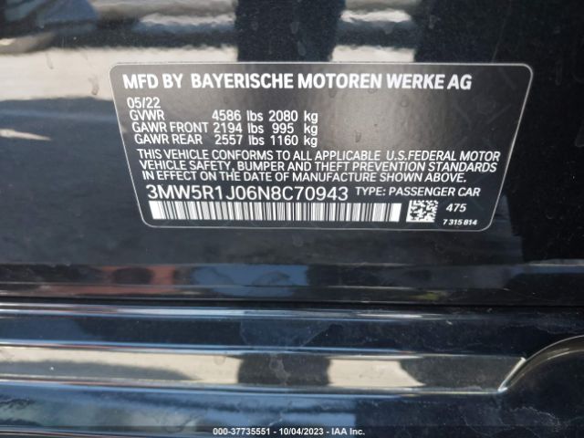 2022 BMW 330I 3MW5R1J06N8C70943 Photo 8