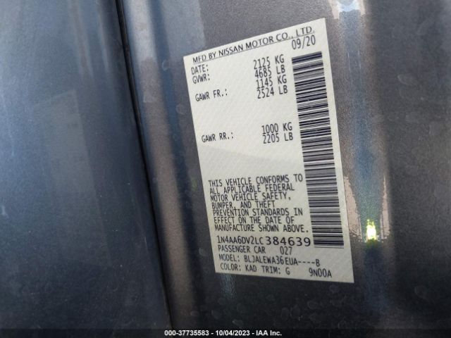 1N4AA6DV2LC384639 Nissan MAXIMA SL