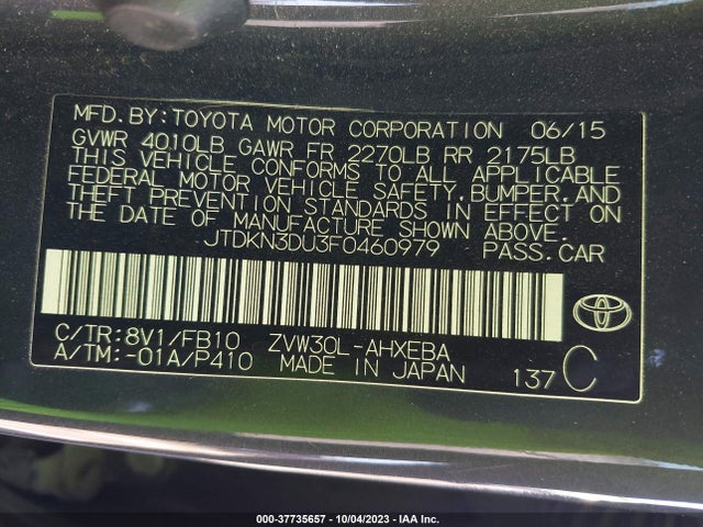 Toyota Prius Four 2015 JTDKN3DU3F0460979 Image 9