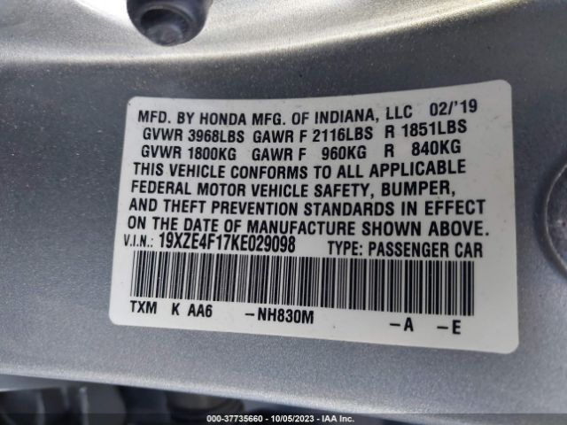 19XZE4F17KE029098 Honda Insight Lx