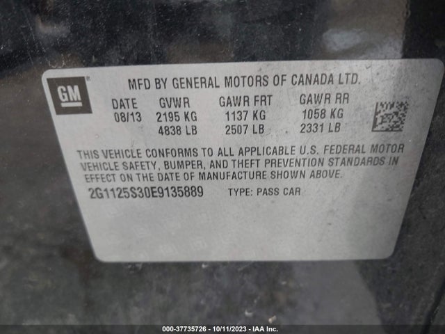 Chevrolet IMPALA LT 2014 2G1125S30E9135889 Image 9
