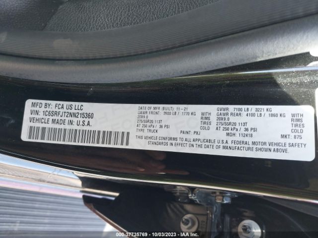 RAM 1500 Laramie 2022 1C6SRFJT2NN215360 Image 9