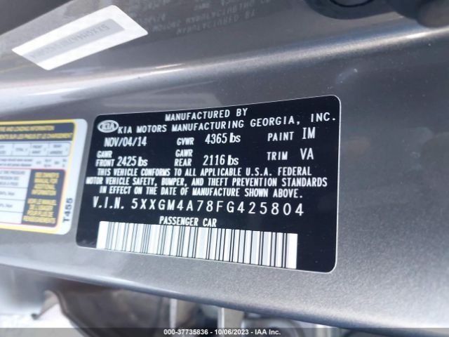 5XXGM4A78FG425804 KIA Optima Lx