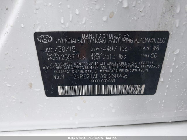 Hyundai Sonata 2.4l Se 2016 5NPE24AF7GH260208 Image 9