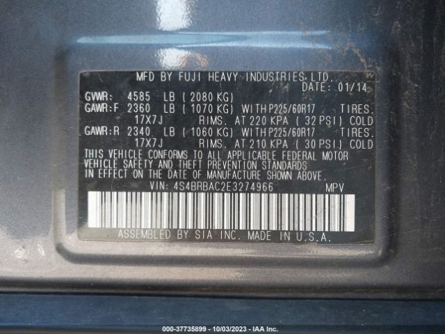 4S4BRBAC2E3274966 Subaru Outback 2.5i