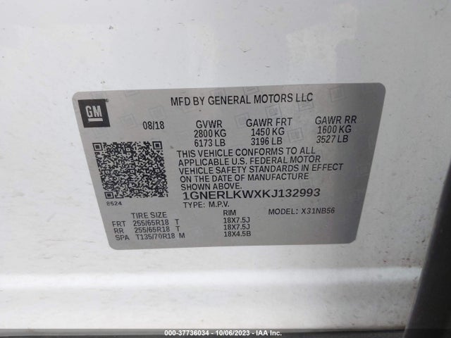 Chevrolet Traverse 1fl 2019 1GNERLKWXKJ132993 Image 9