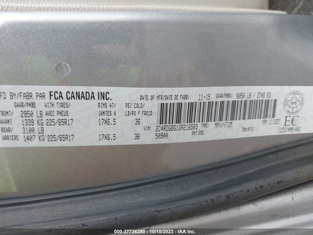 Dodge Grand Caravan Canada Value Package 2016 2C4RDGBG1GR216583 Image 9