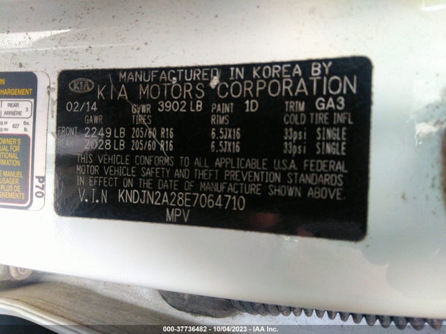2014 KIA SOUL BASE VIN: KNDJN2A28E7064710