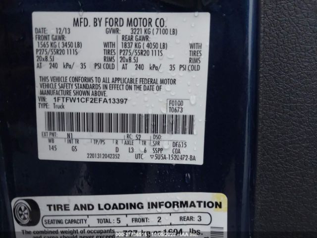1FTFW1CF2EFA13397 Ford F-150 Xl/stx/xlt/fx2/lariat