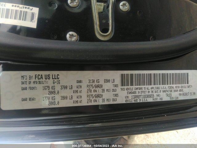 1C6RR6MT1GS389659 RAM 1500 Sport