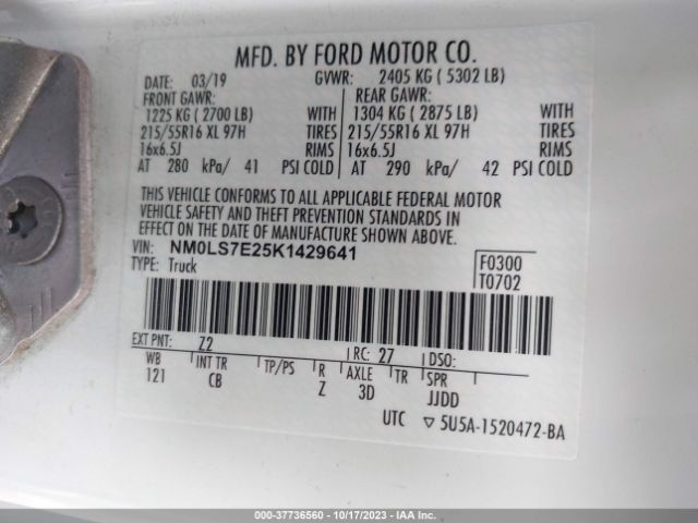 NM0LS7E25K1429641 Ford Transit Connect Van Xl