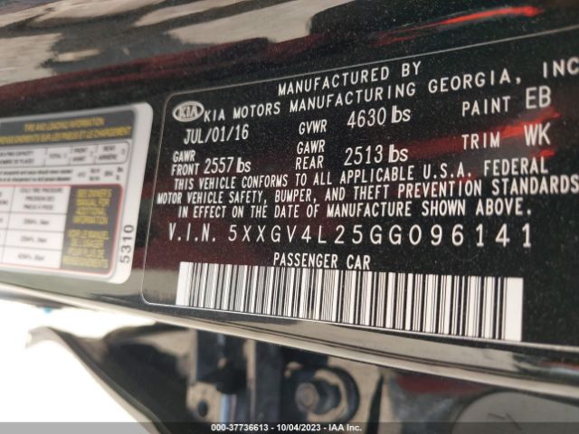 5XXGV4L25GG096141 KIA Optima Sxl Turbo