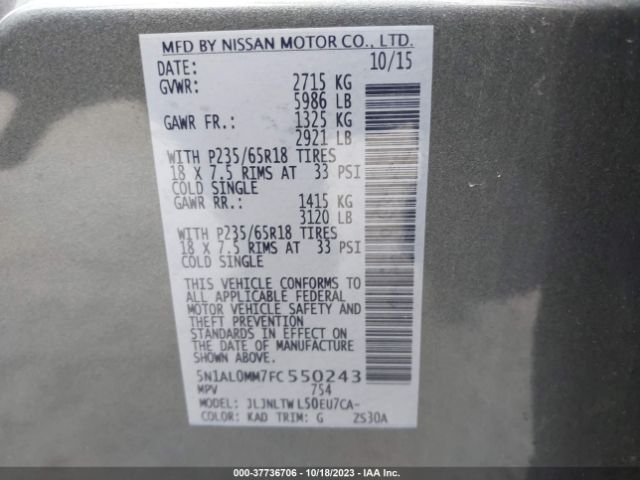 5N1AL0MM7FC550243 Infiniti QX60
