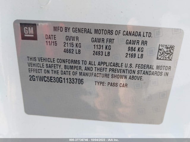 Chevrolet Impala Limited Ltz 2016 2G1WC5E30G1133706 Image 9