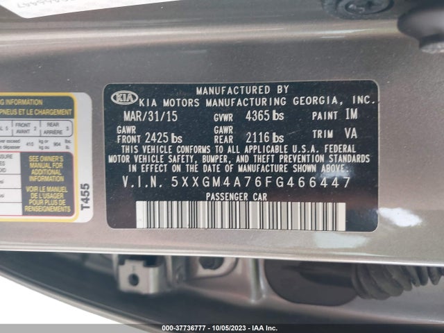 KIA Optima Lx 2015 5XXGM4A76FG466447 Image 9