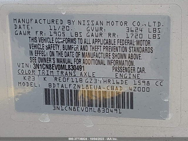 Nissan VERSA SV 2021 3N1CN8EV0ML830491 Image 15