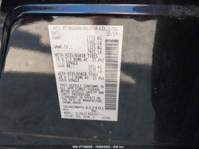5N1AR2MN4FC612491 Nissan Pathfinder Sv