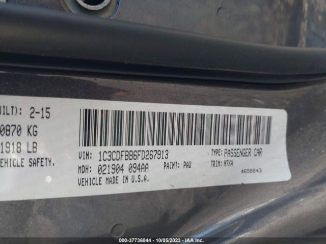 1C3CDFBB6FD267913 Dodge DART SXT