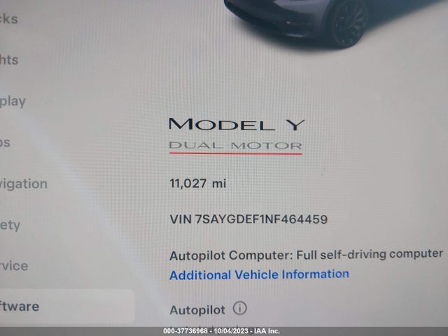7SAYGDEF1NF464459 Tesla Model Y Performance