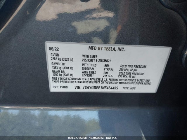 7SAYGDEF1NF464459 Tesla Model Y Performance