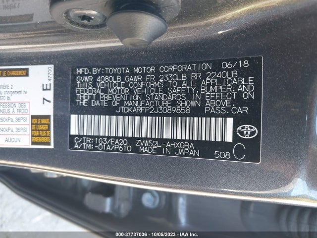 Toyota Prius Prime Plus/premium/advanced 2018 JTDKARFP2J3089858 Image 9