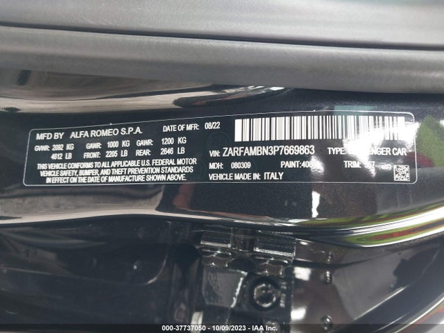 ZARFAMBN3P7669863 Alfa Romeo Giulia Veloce Rwd