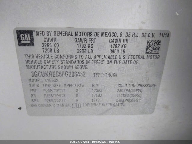 Chevrolet Silverado 1500 Lt 2015 3GCUKREC5FG208432 Image 9