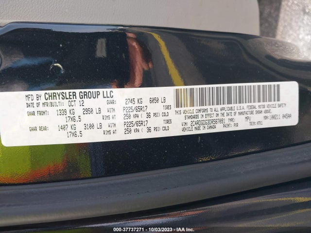 2013 DODGE GRAND CARAVAN CREW VIN: 2C4RDGDG3DR587091