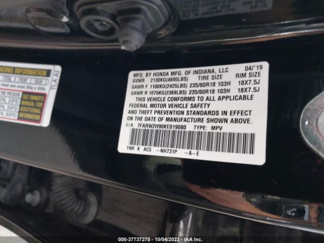 7FARW2H90KE019080 Honda Cr-v Touring