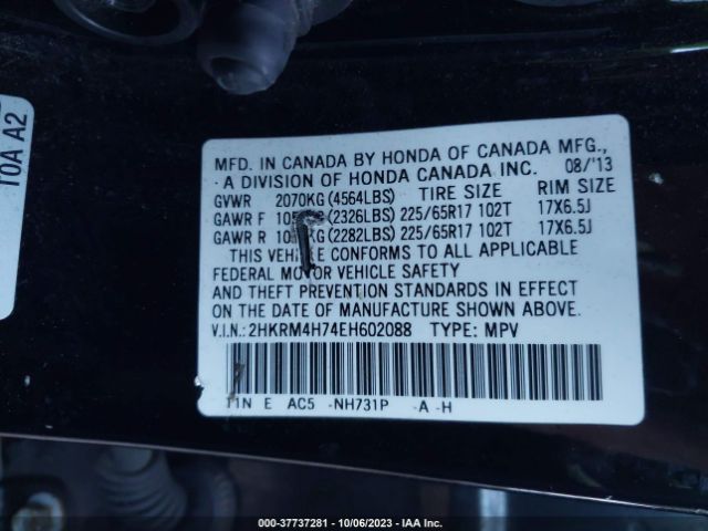 2HKRM4H74EH602088 Honda Cr-v Ex-l