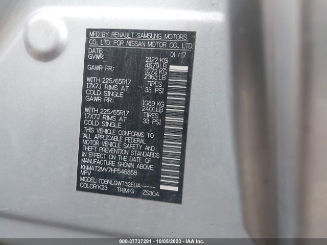 Nissan ROGUE SV 2017 KNMAT2MV7HP546858 Image 9