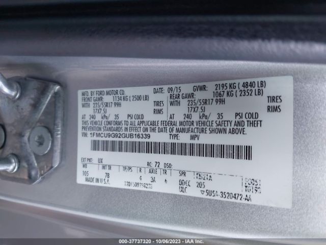 1FMCU9G92GUB16339 Ford ESCAPE SE