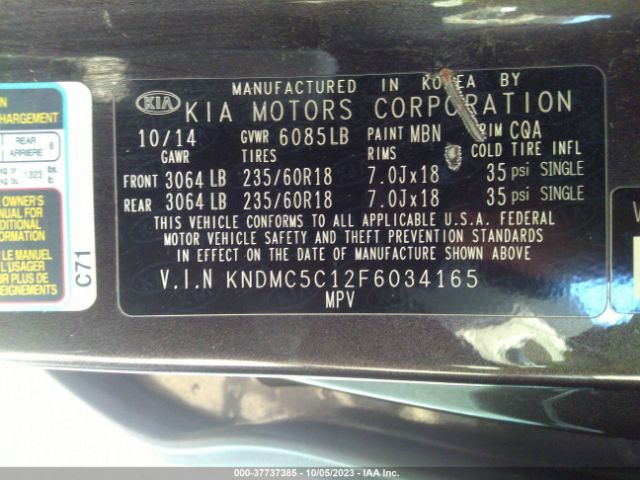 KNDMC5C12F6034165 KIA SEDONA EX