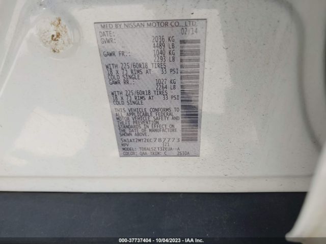 5N1AT2MT2EC787773 Nissan ROGUE S/SV/SL