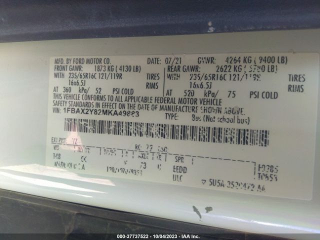 1FBAX2Y82MKA49883 Ford Transit Passenger Wagon Xl/xlt