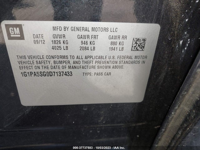 2013 CHEVROLET CRUZE 1G1PA5SG0D7137433 Photo 8