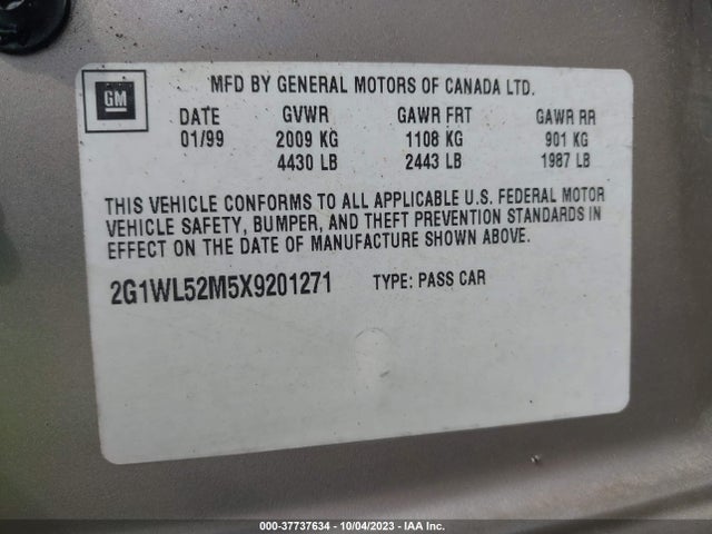 1999 CHEVROLET LUMINA VIN: 2G1WL52M5X9201271