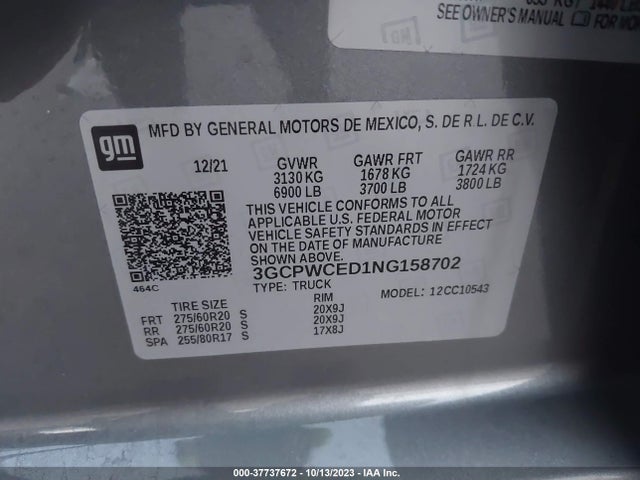 Chevrolet Silverado 1500 Ltd Lt 2022 3GCPWCED1NG158702 Image 9