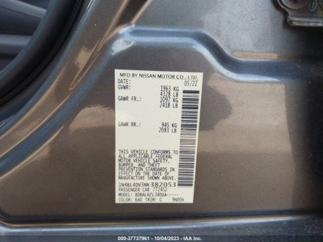 1N4BL4DV3NN382053 Nissan Altima 2.5 Sv