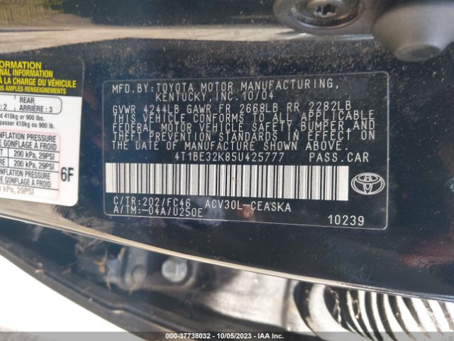 2005 TOYOTA CAMRY 4T1BE32K85U425777 Photo 8