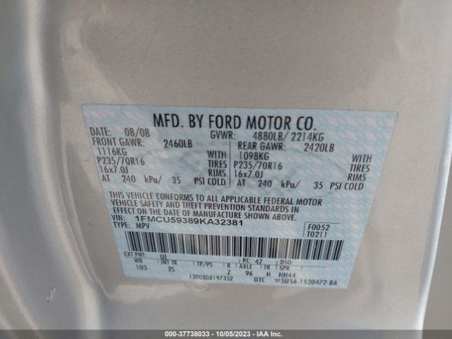 2009 FORD ESCAPE 1FMCU59389KA32381 Photo 8