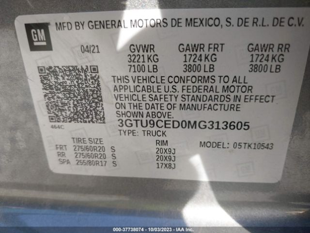 3GTU9CED0MG313605 GMC Sierra 1500 Elevation