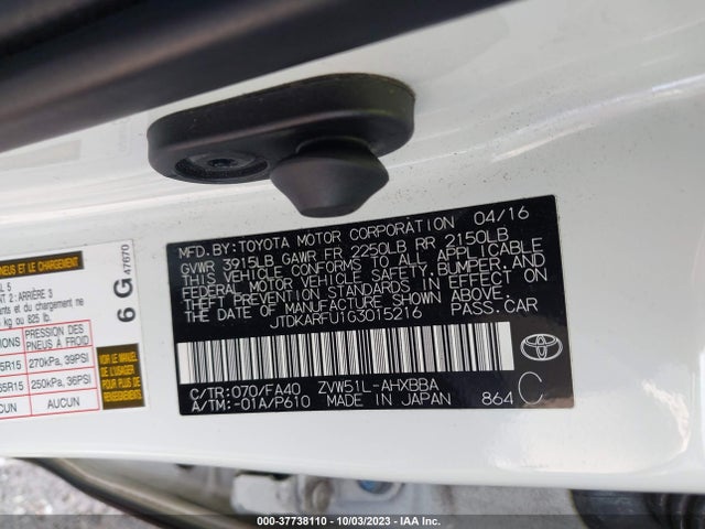 Toyota Prius Four 2016 JTDKARFU1G3015216 Image 9