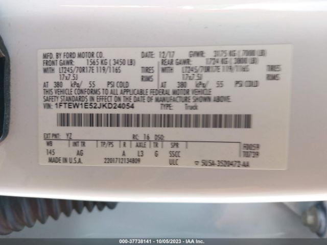 1FTEW1E52JKD24054 Ford F-150 Xl/xlt/lariat