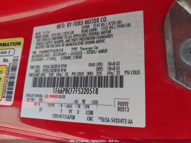 1FA6P8CF7F5320518 Ford MUSTANG GT