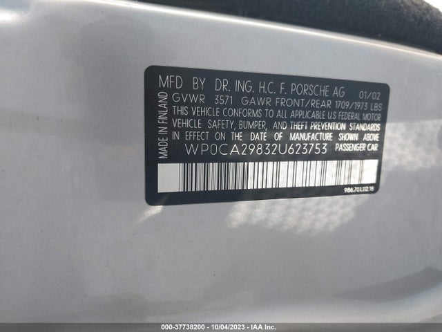 2002 PORSCHE BOXSTER WP0CA29832U623753 Photo 8